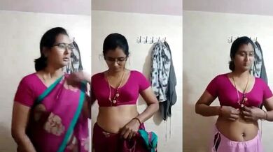 Telugu Village Aunty Saree Stripping Boobs Show